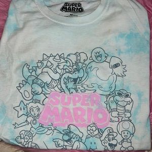 super mario tie dye white and blue shirt size medium